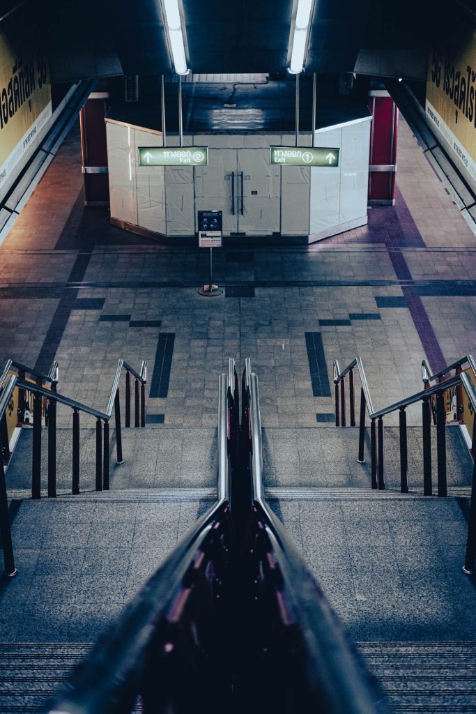 Stairs down to the exit of the BTS